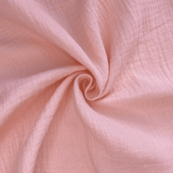Ткань Муслин Жатый, цвет Нежно-Розовый (на отрез)  в Ярославле